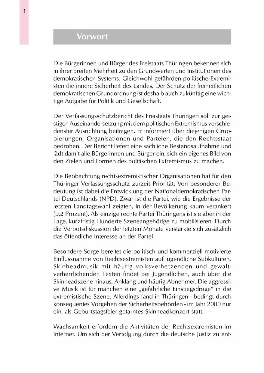 Seite 6 des Verfassungsschutzbericht 2000 Thüringen