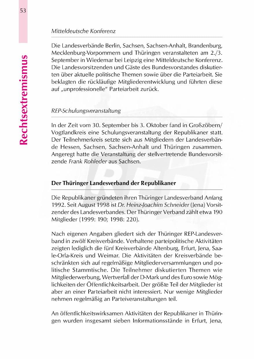 Seite 56 des Verfassungsschutzbericht 2000 Thüringen