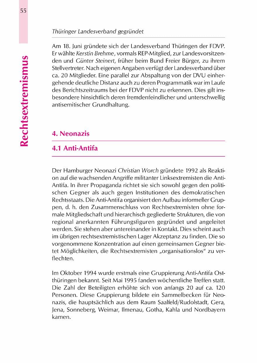Seite 58 des Verfassungsschutzbericht 2000 Thüringen