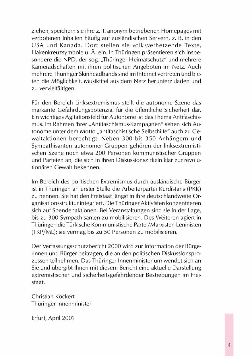 Seite 7 des Verfassungsschutzbericht 2000 Thüringen