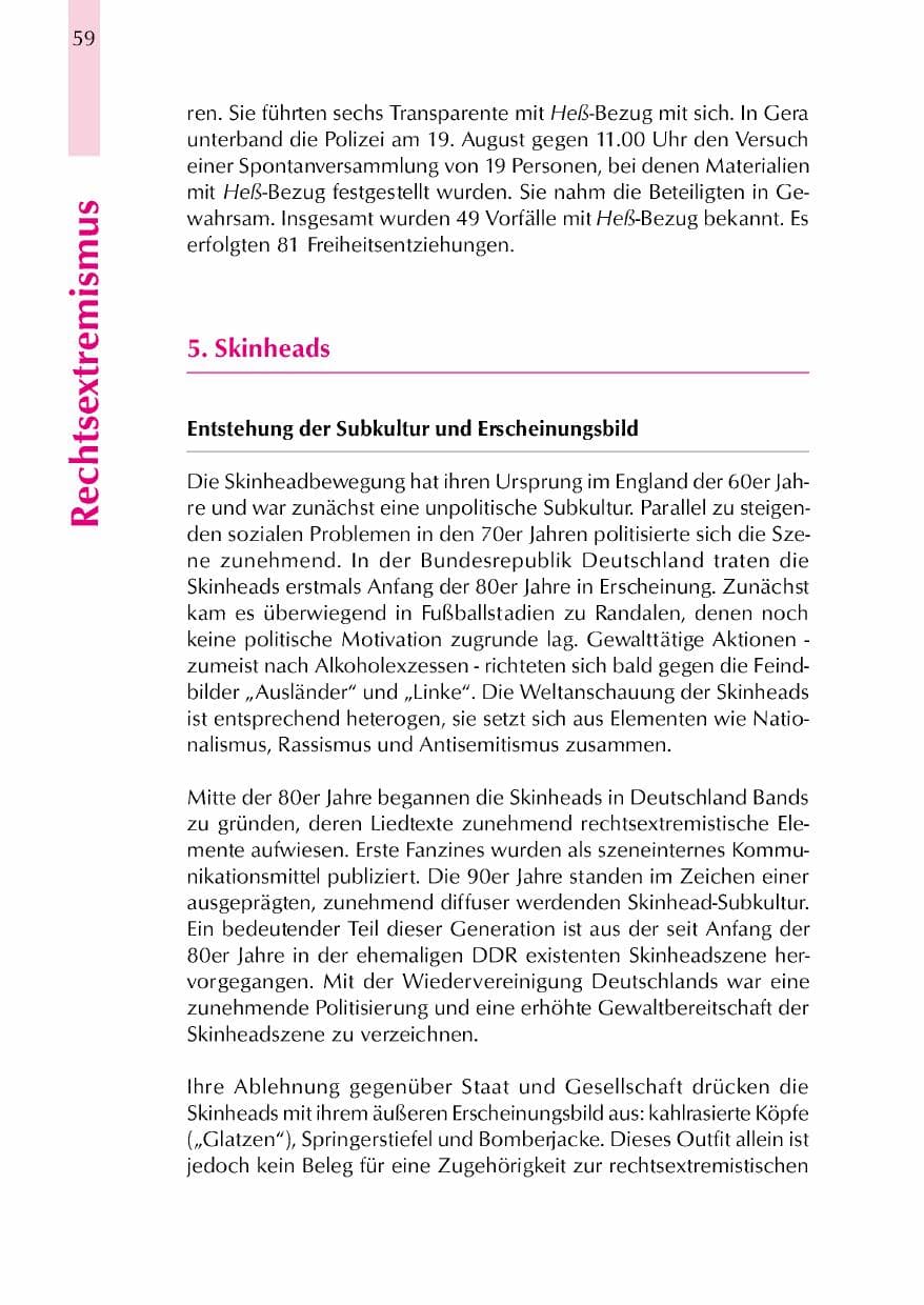 Seite 62 des Verfassungsschutzbericht 2000 Thüringen