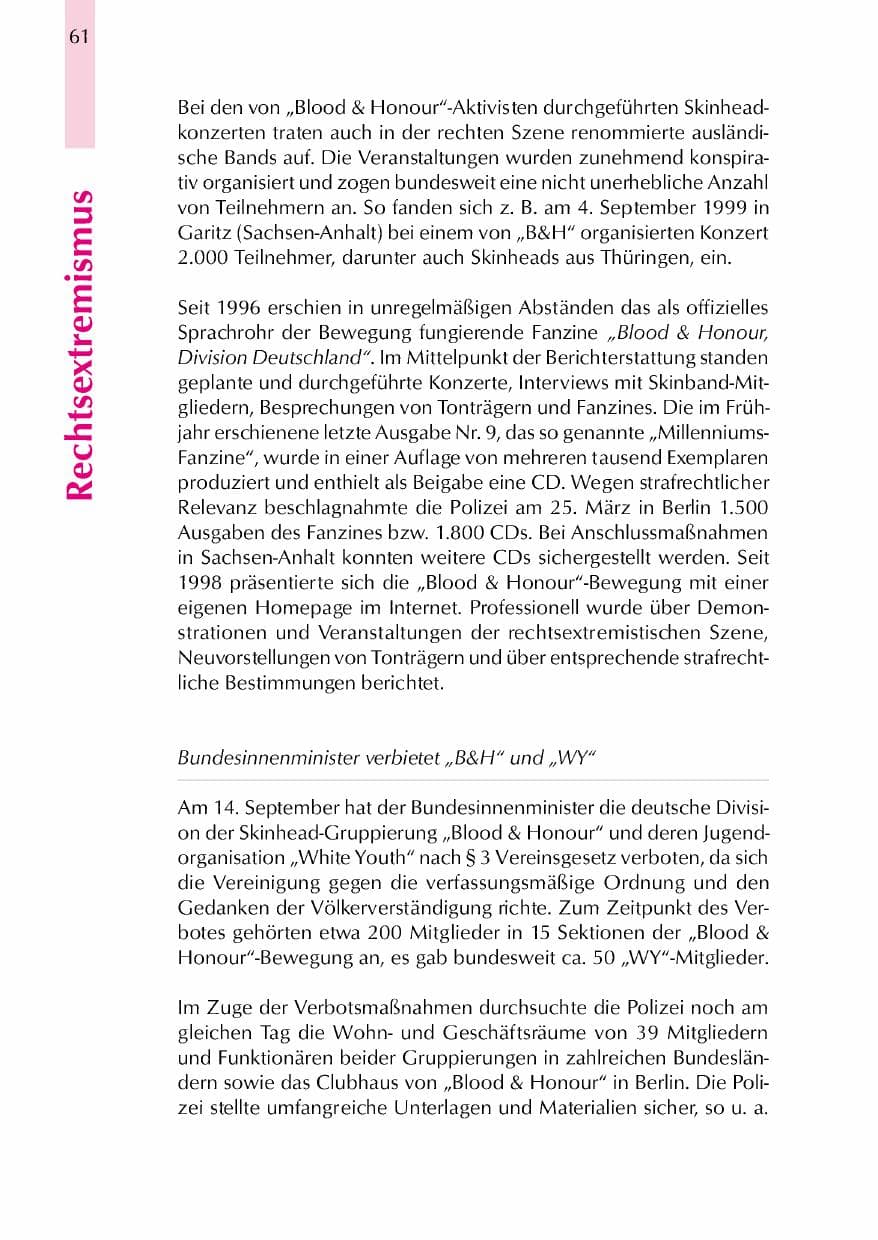 Seite 64 des Verfassungsschutzbericht 2000 Thüringen