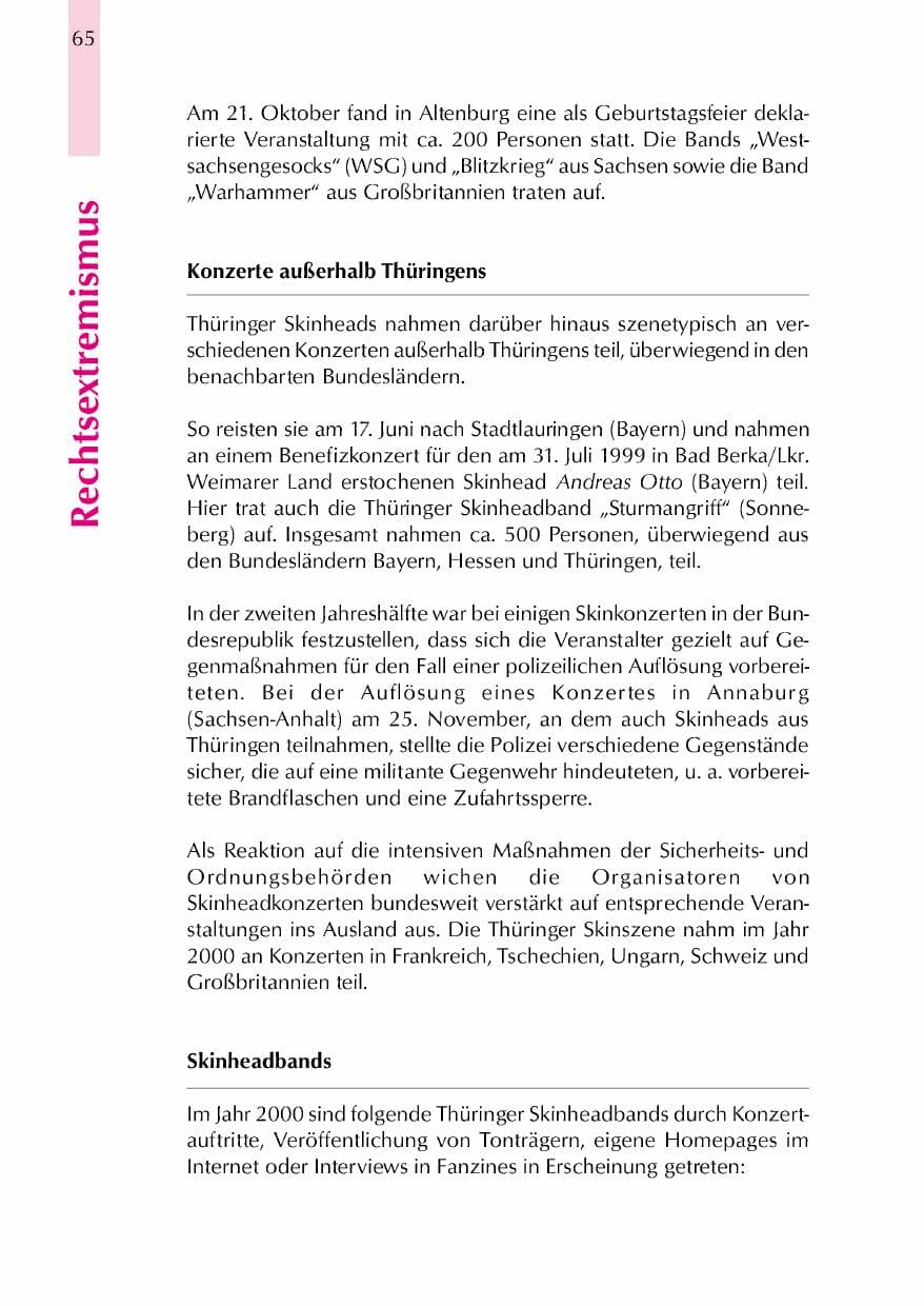Seite 68 des Verfassungsschutzbericht 2000 Thüringen