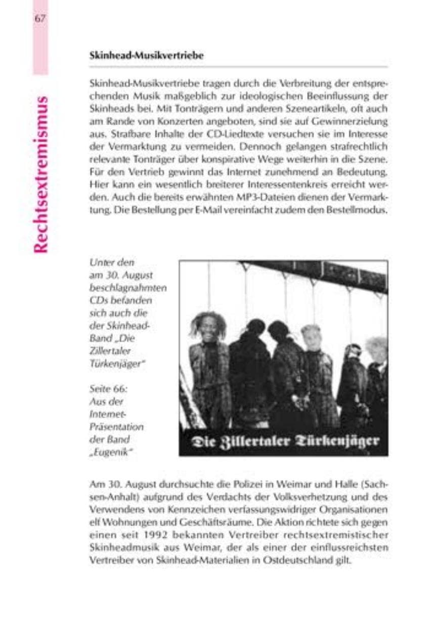 Seite 70 des Verfassungsschutzbericht 2000 Thüringen