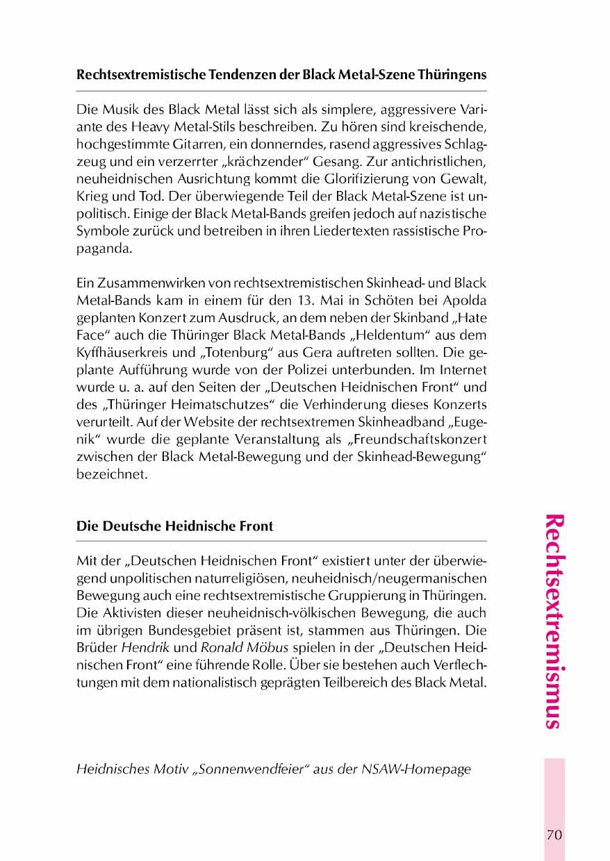 Seite 73 des Verfassungsschutzbericht 2000 Thüringen