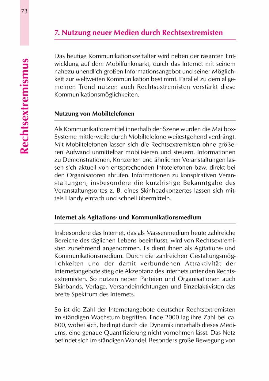 Seite 76 des Verfassungsschutzbericht 2000 Thüringen