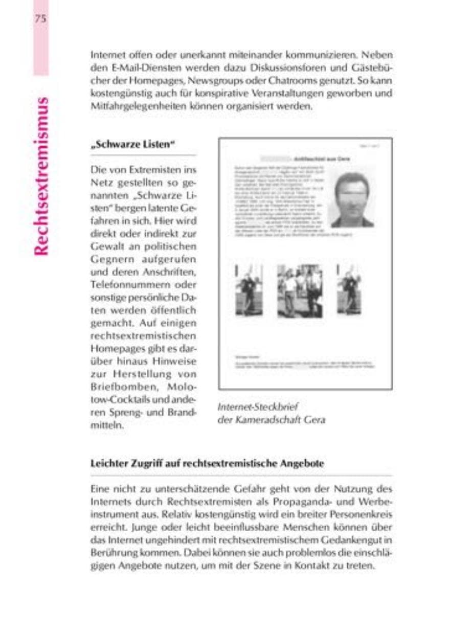 Seite 78 des Verfassungsschutzbericht 2000 Thüringen