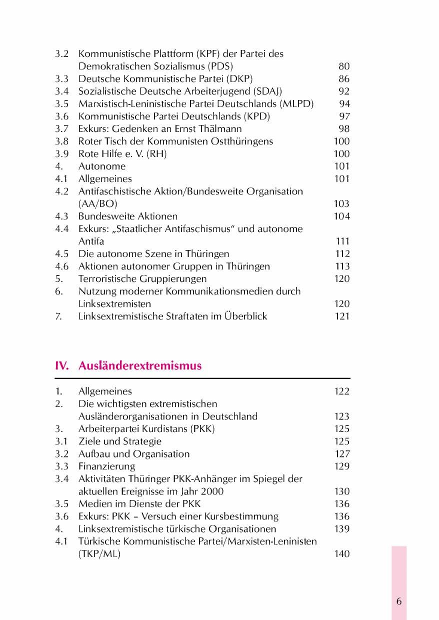 Seite 9 des Verfassungsschutzbericht 2000 Thüringen