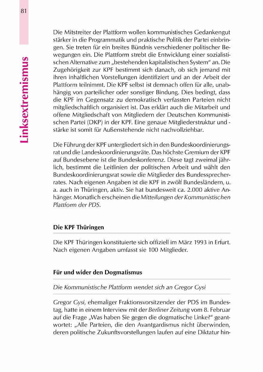 Seite 84 des Verfassungsschutzbericht 2000 Thüringen