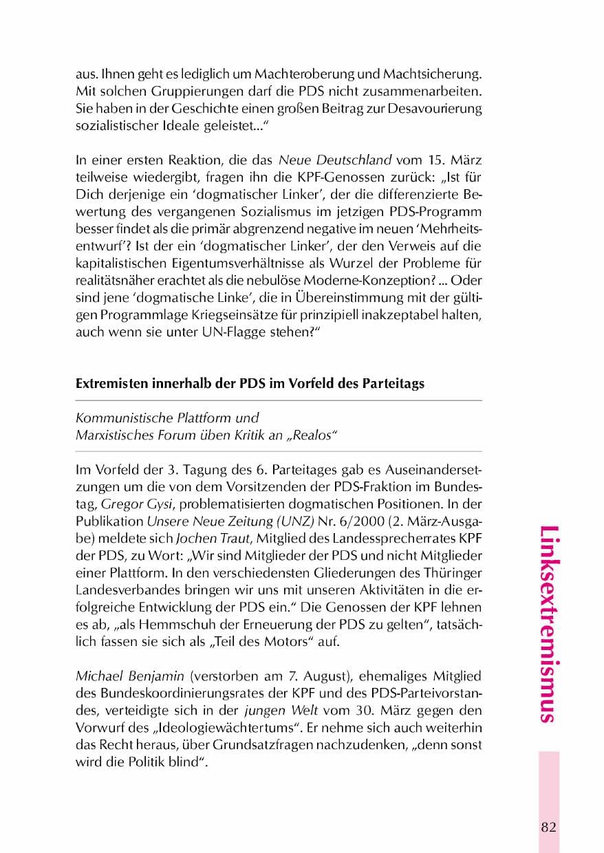 Seite 85 des Verfassungsschutzbericht 2000 Thüringen