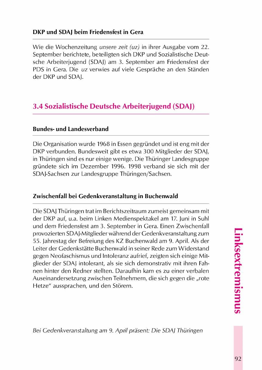 Seite 95 des Verfassungsschutzbericht 2000 Thüringen