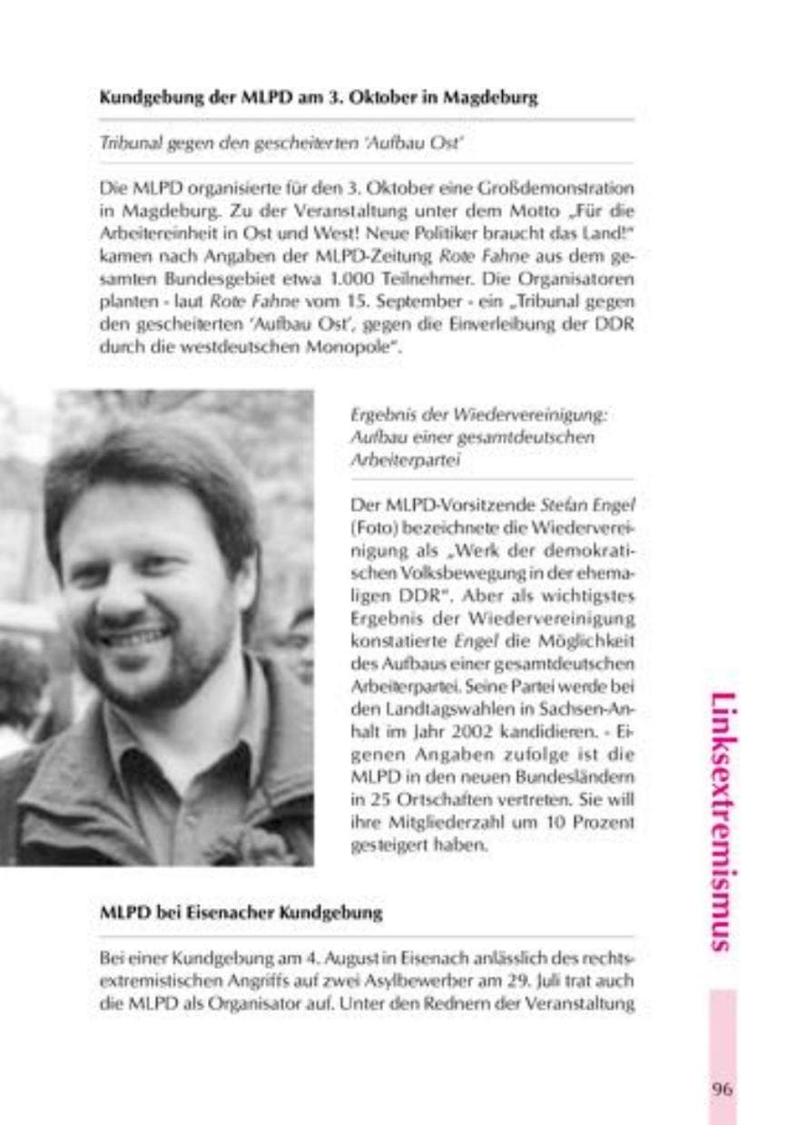 Seite 99 des Verfassungsschutzbericht 2000 Thüringen