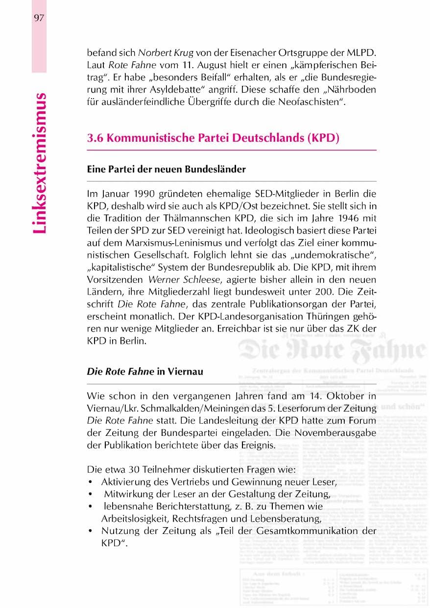 Seite 100 des Verfassungsschutzbericht 2000 Thüringen