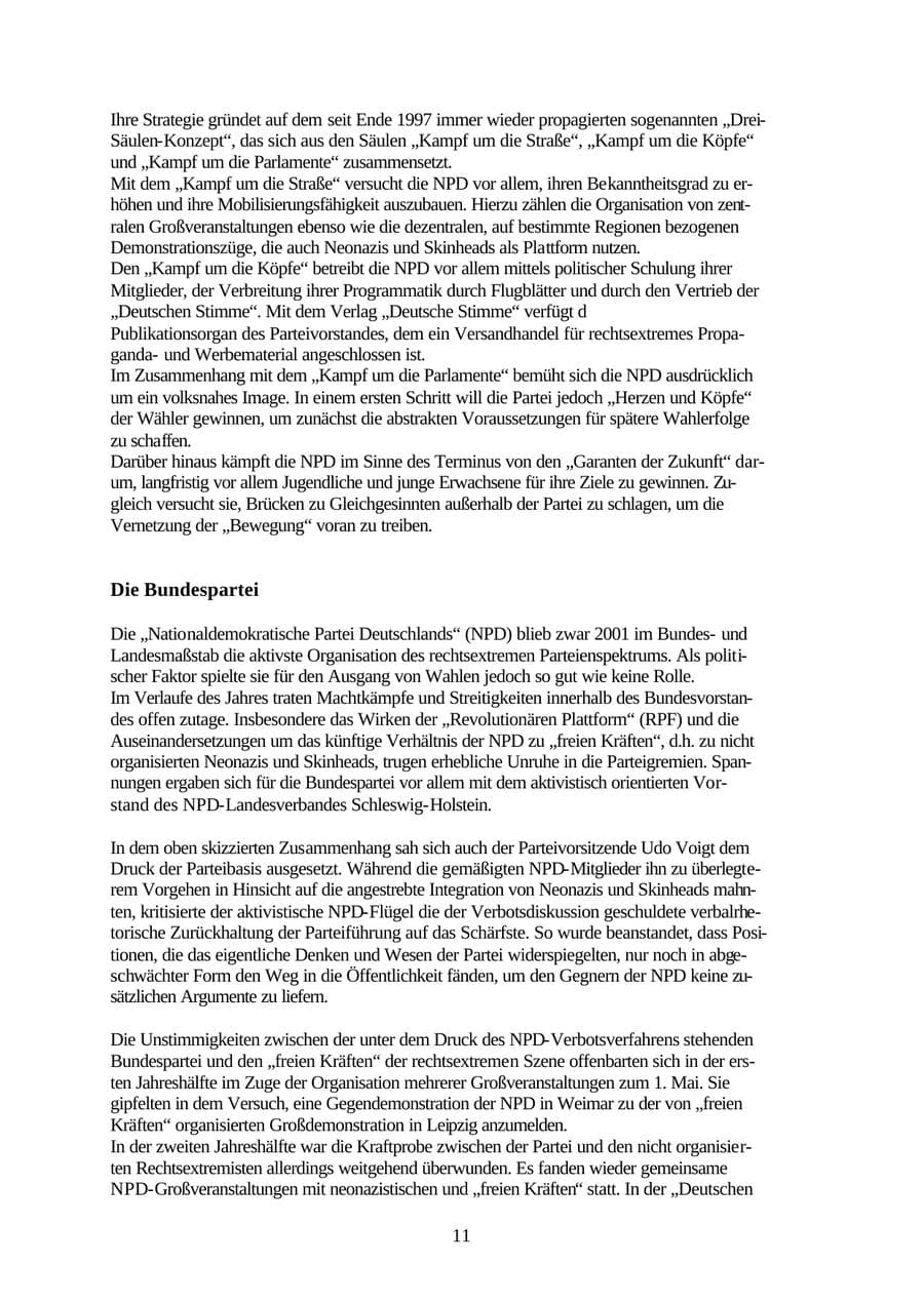 Seite 11 des Verfassungsschutzbericht 2001 Thüringen