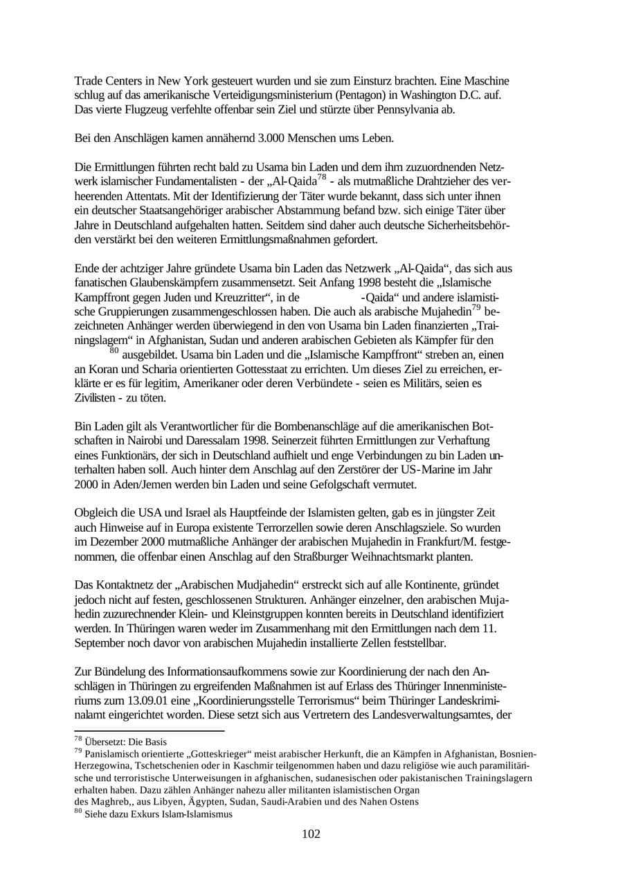 Seite 102 des Verfassungsschutzbericht 2001 Thüringen