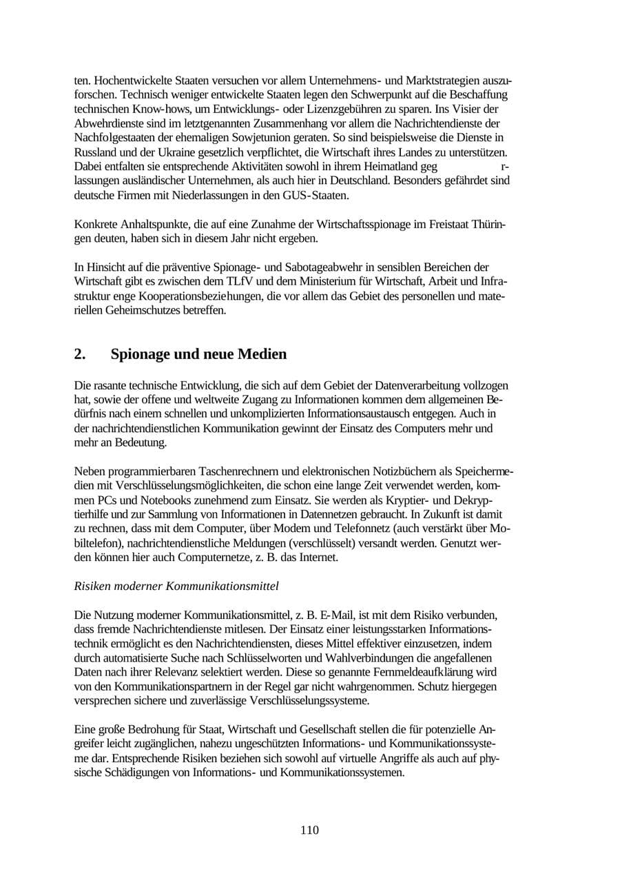 Seite 110 des Verfassungsschutzbericht 2001 Thüringen