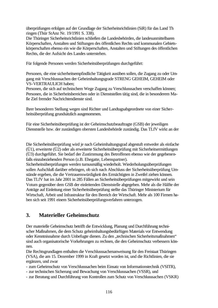 Seite 116 des Verfassungsschutzbericht 2001 Thüringen
