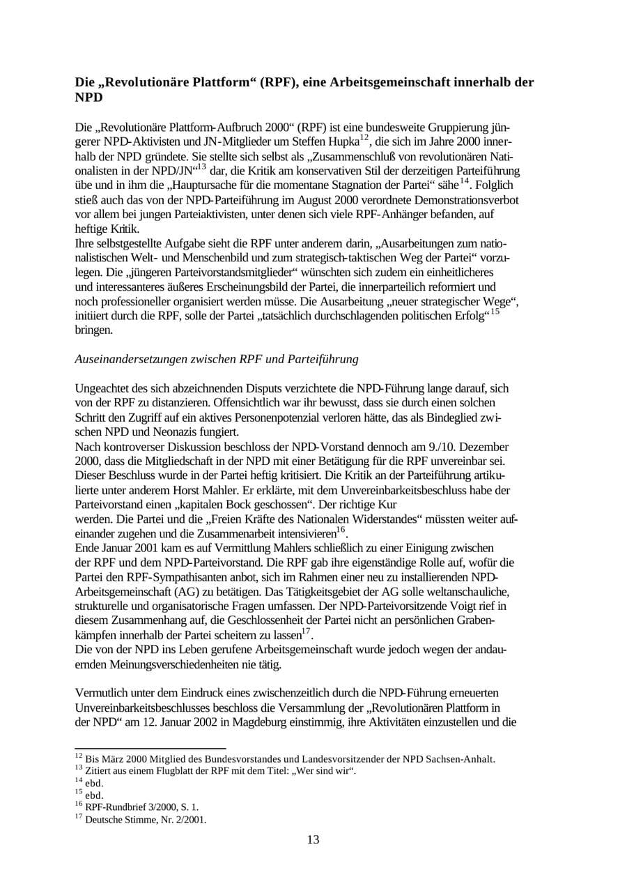 Seite 13 des Verfassungsschutzbericht 2001 Thüringen
