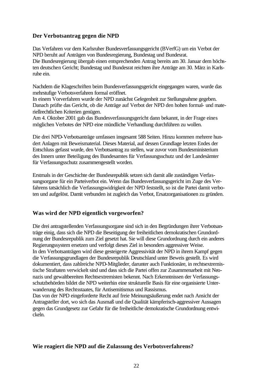 Seite 22 des Verfassungsschutzbericht 2001 Thüringen