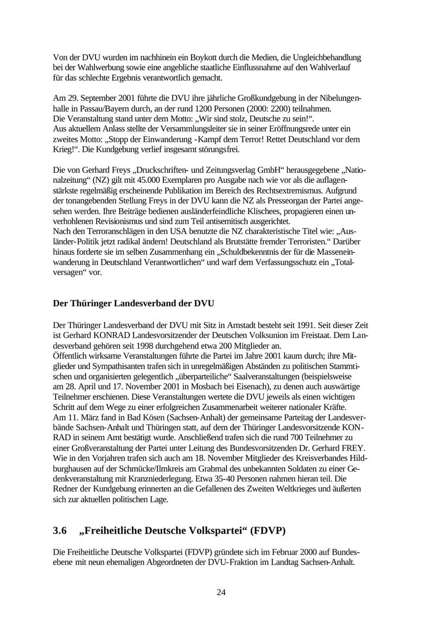 Seite 24 des Verfassungsschutzbericht 2001 Thüringen