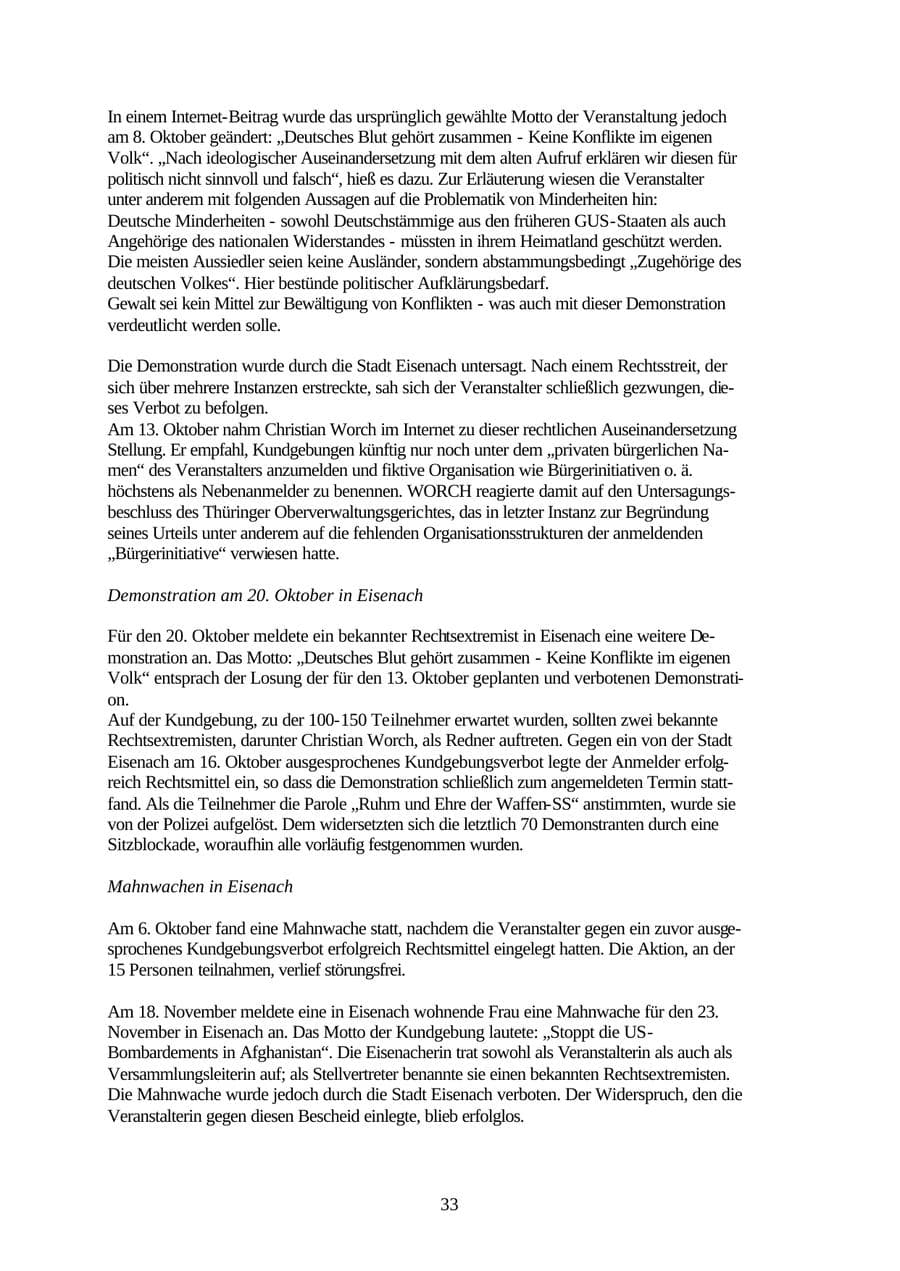 Seite 33 des Verfassungsschutzbericht 2001 Thüringen