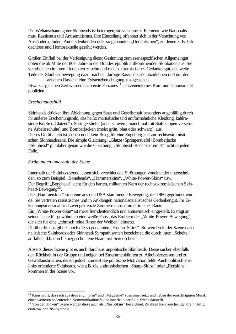 Seite 35 des Verfassungsschutzbericht 2001 Thüringen