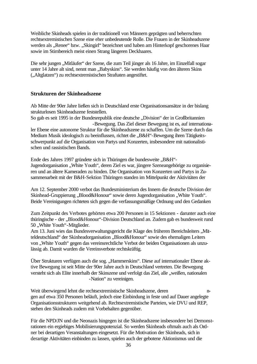 Seite 36 des Verfassungsschutzbericht 2001 Thüringen