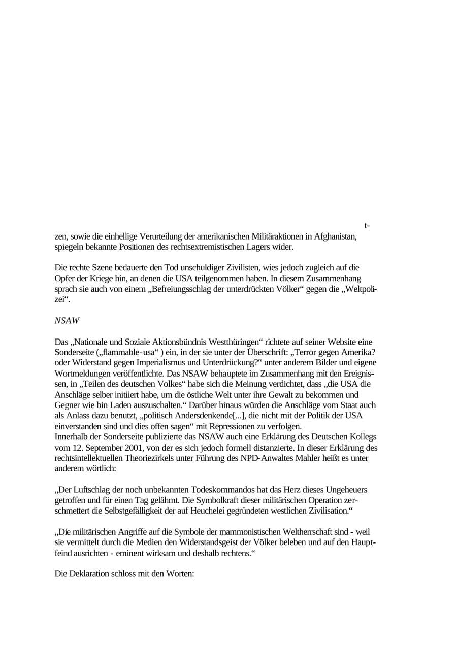 Seite 42 des Verfassungsschutzbericht 2001 Thüringen
