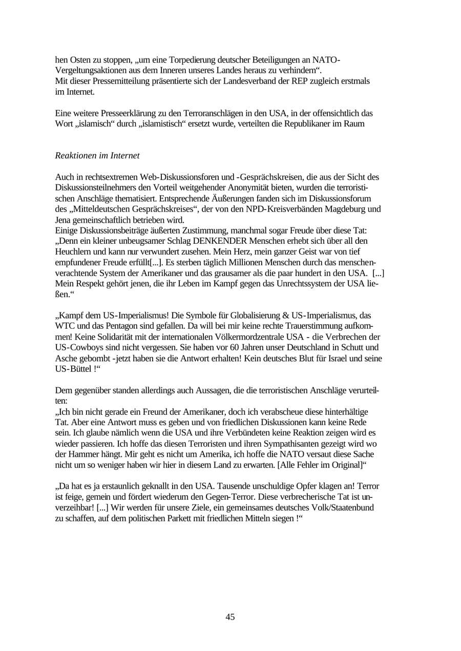 Seite 45 des Verfassungsschutzbericht 2001 Thüringen
