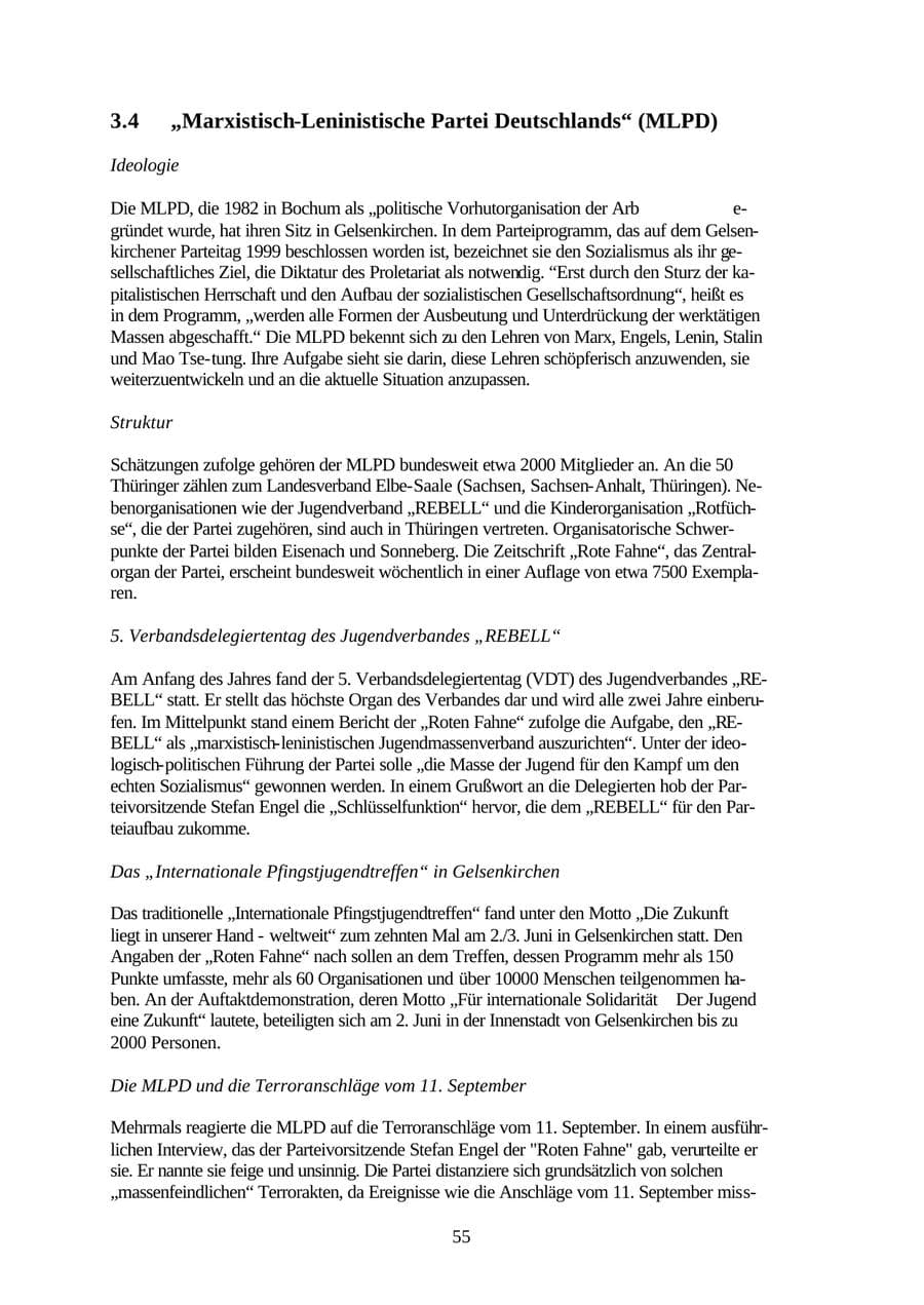 Seite 55 des Verfassungsschutzbericht 2001 Thüringen