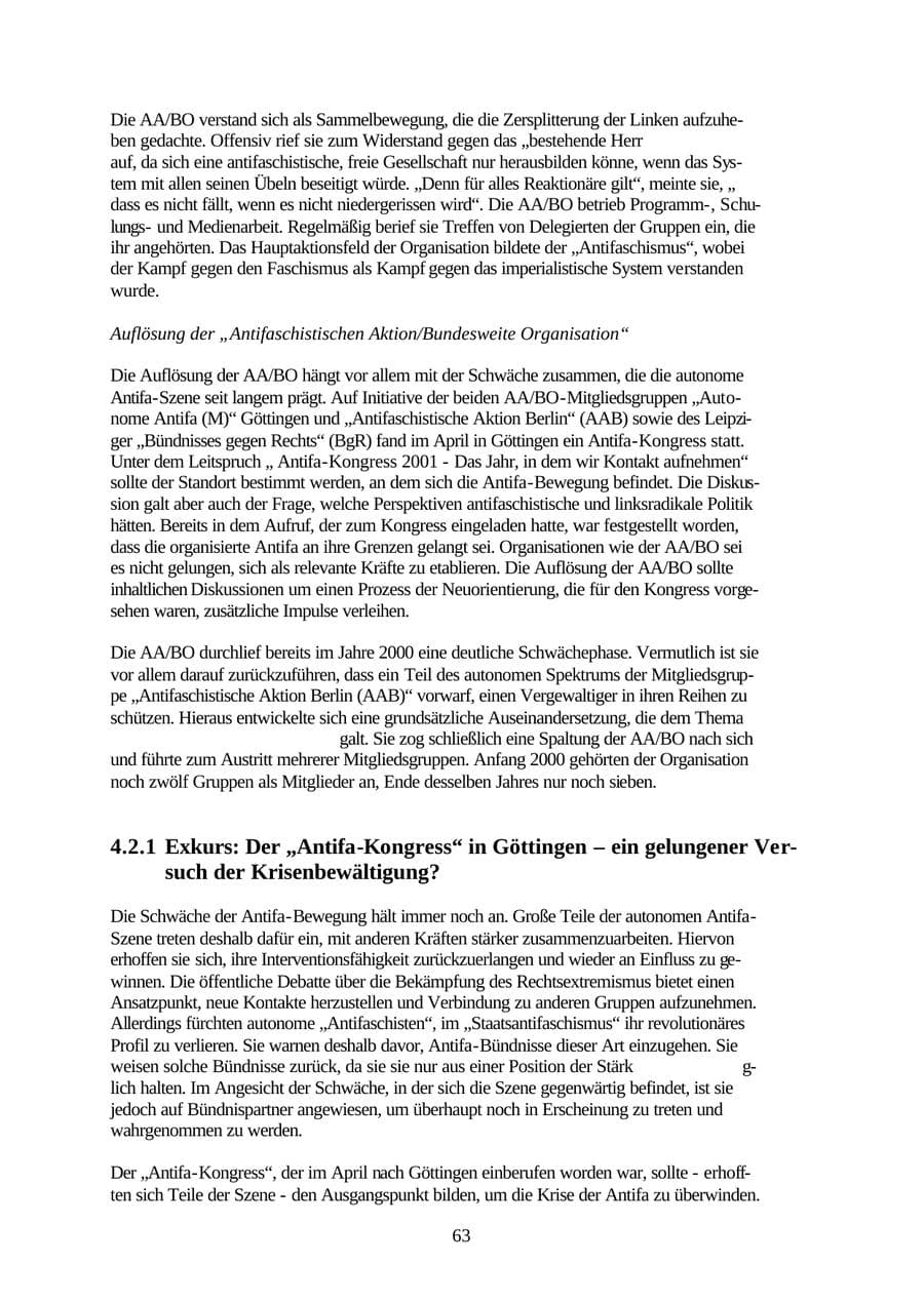 Seite 63 des Verfassungsschutzbericht 2001 Thüringen