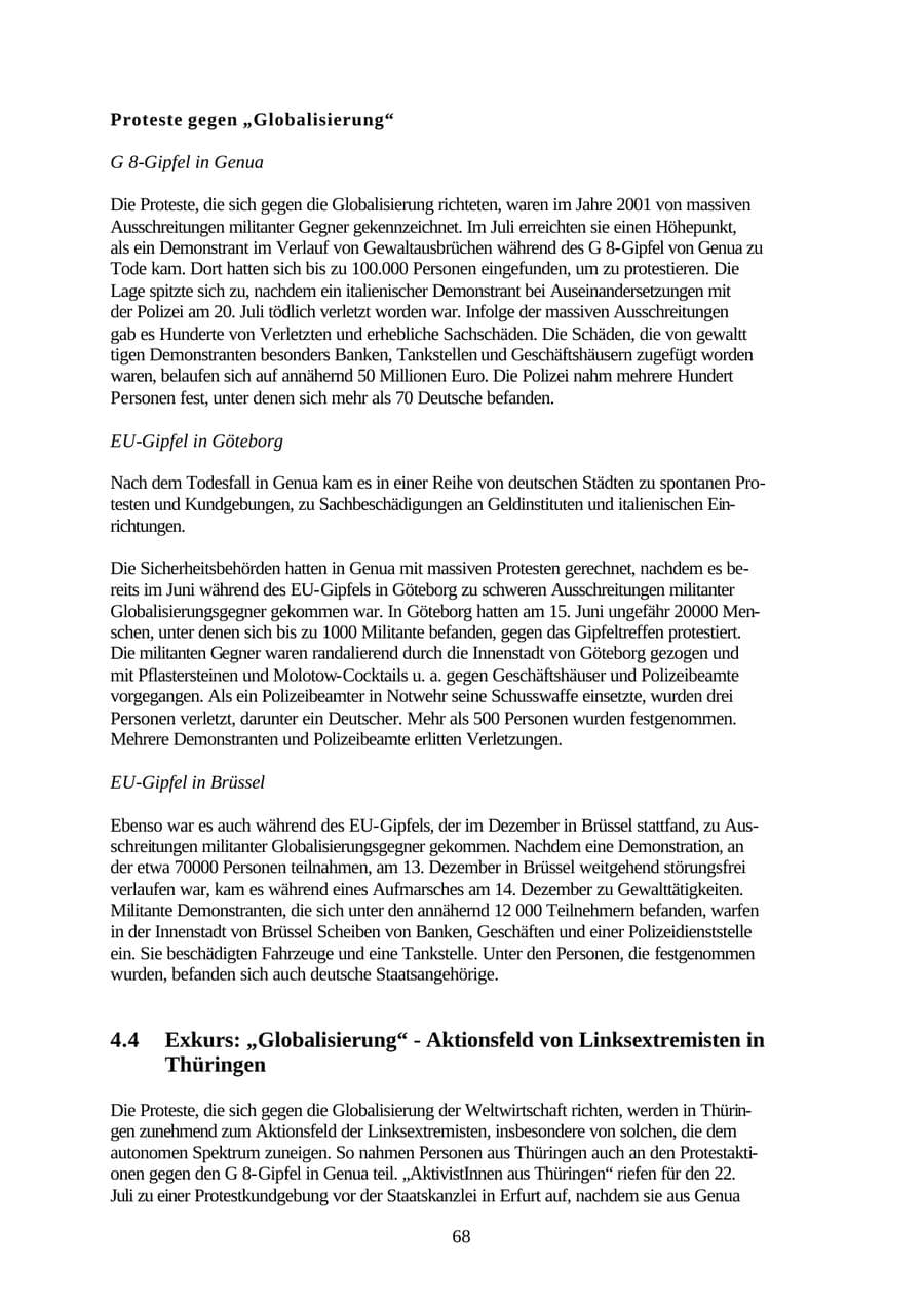 Seite 68 des Verfassungsschutzbericht 2001 Thüringen