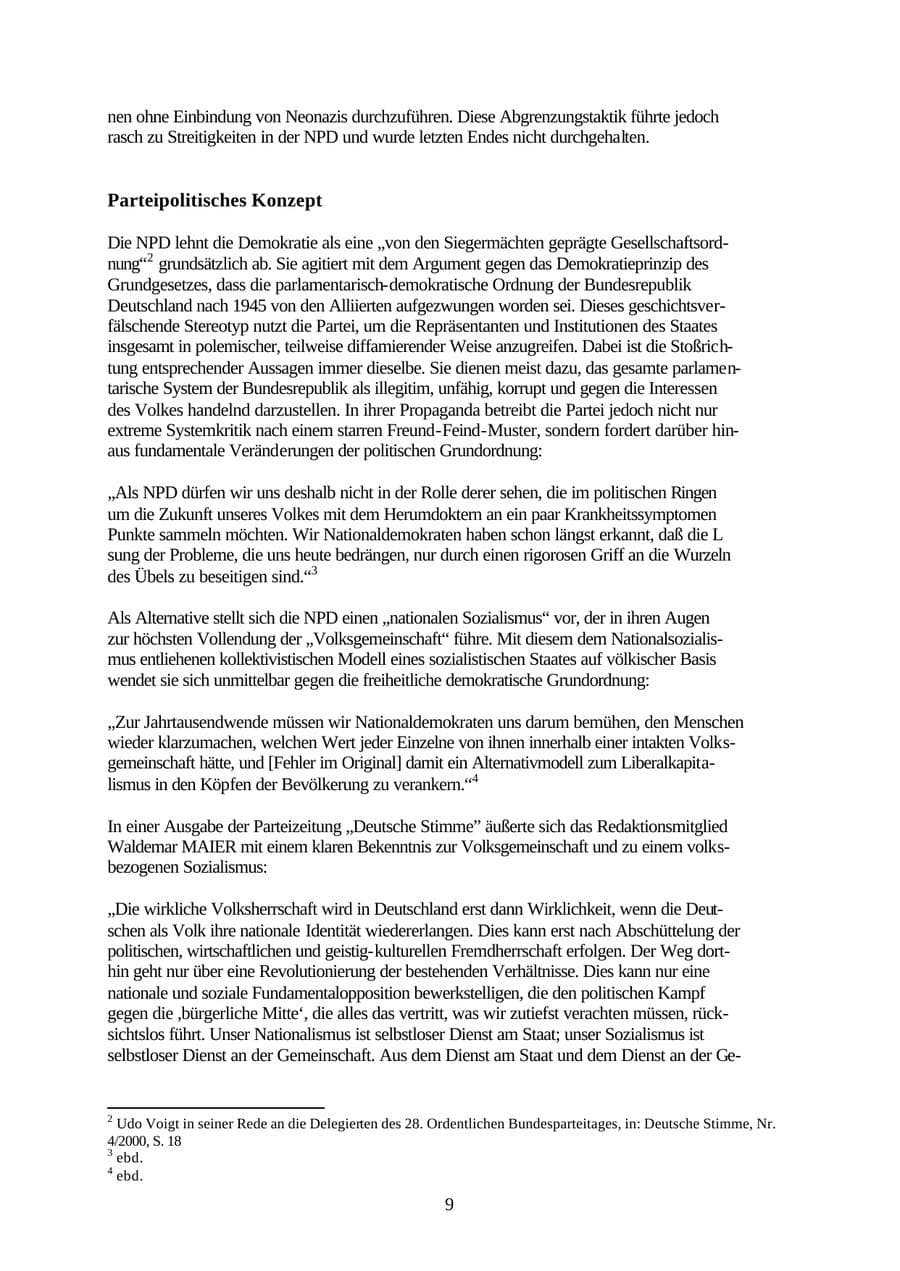 Seite 9 des Verfassungsschutzbericht 2001 Thüringen