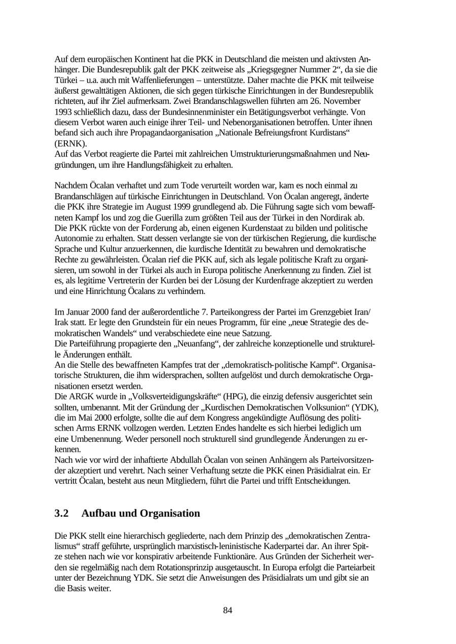 Seite 84 des Verfassungsschutzbericht 2001 Thüringen