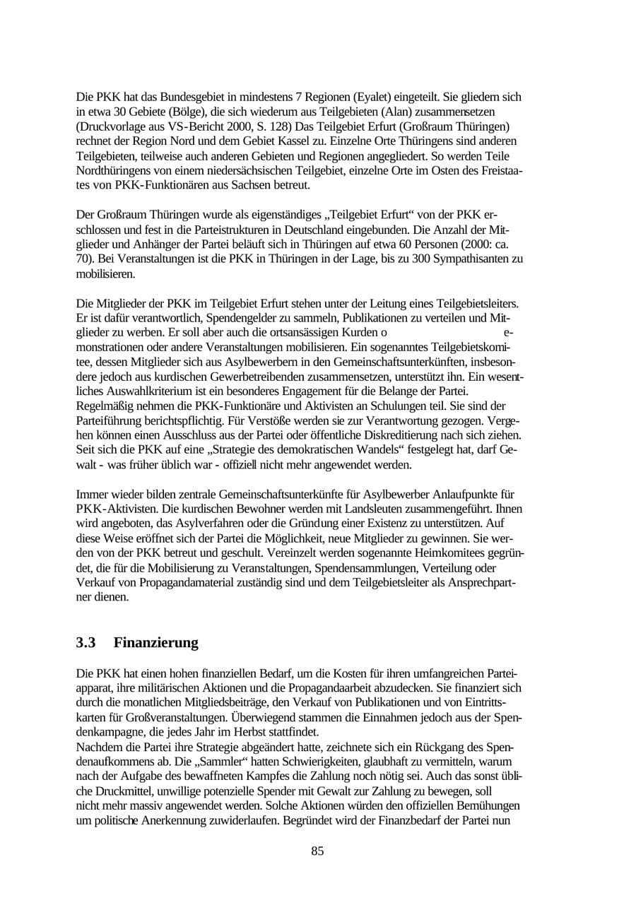 Seite 85 des Verfassungsschutzbericht 2001 Thüringen