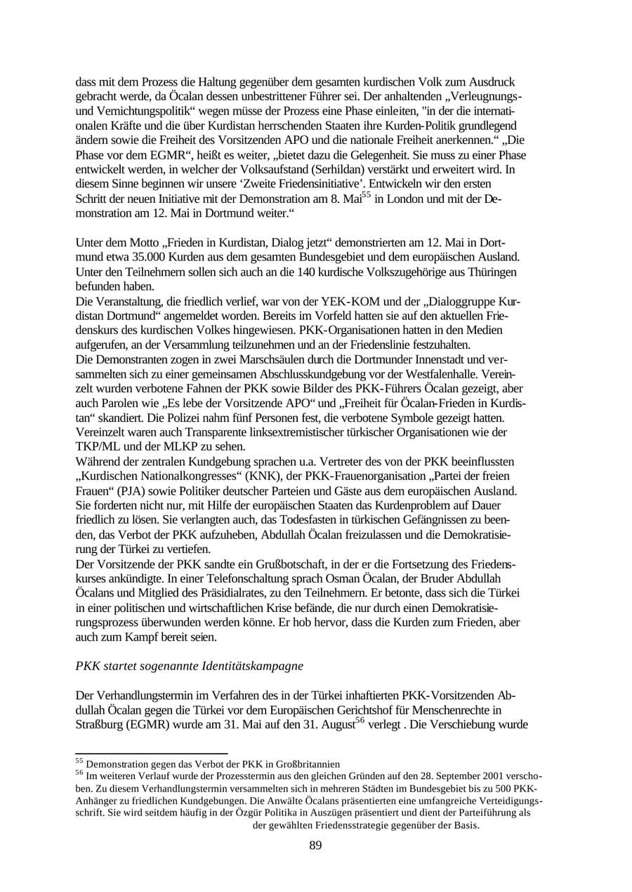 Seite 89 des Verfassungsschutzbericht 2001 Thüringen