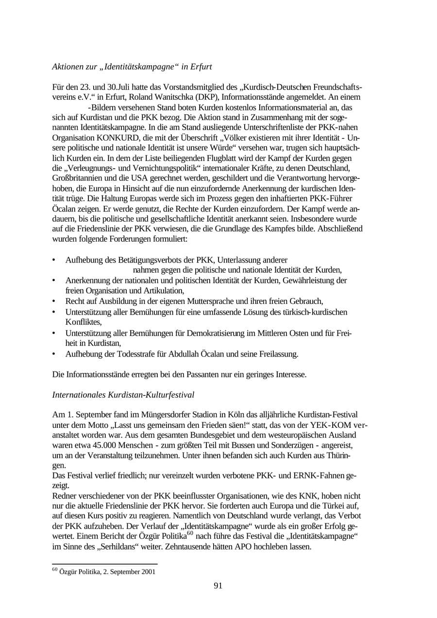 Seite 91 des Verfassungsschutzbericht 2001 Thüringen