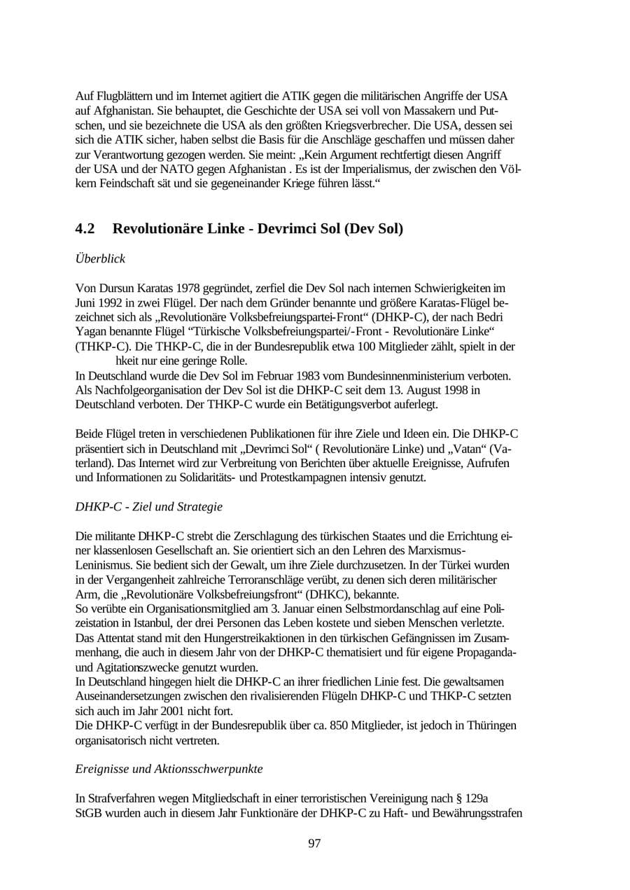 Seite 97 des Verfassungsschutzbericht 2001 Thüringen