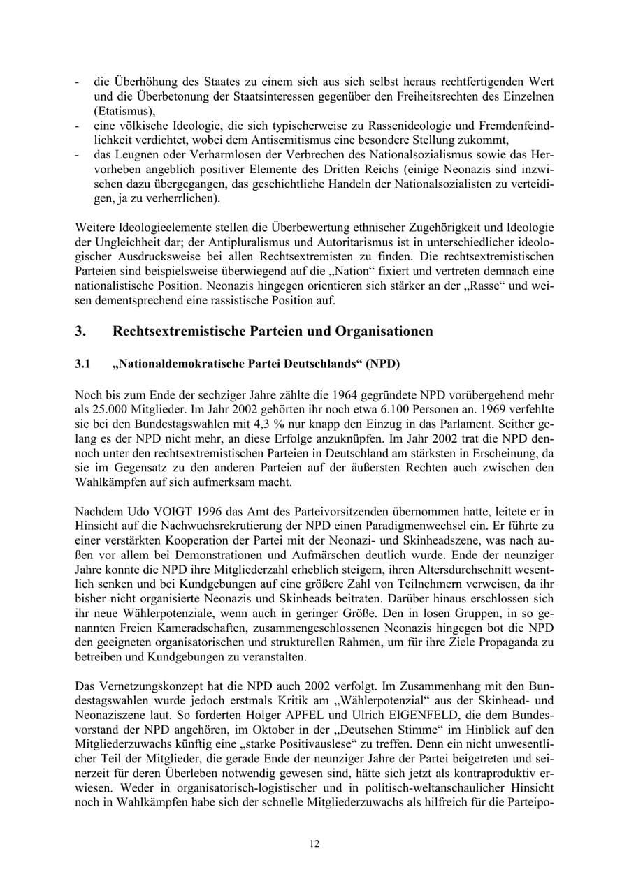 Seite 12 des Verfassungsschutzbericht 2002 Thüringen