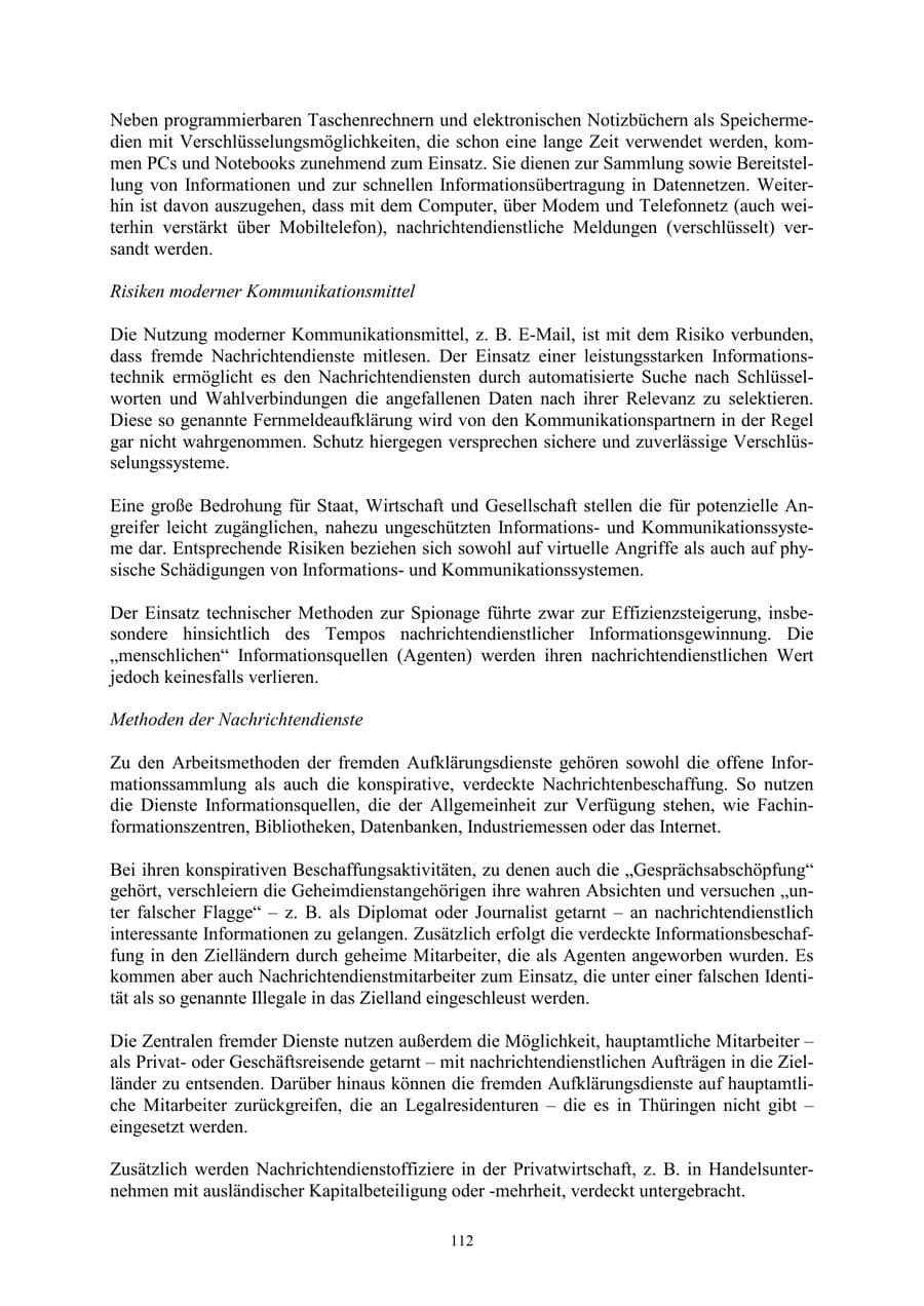 Seite 112 des Verfassungsschutzbericht 2002 Thüringen