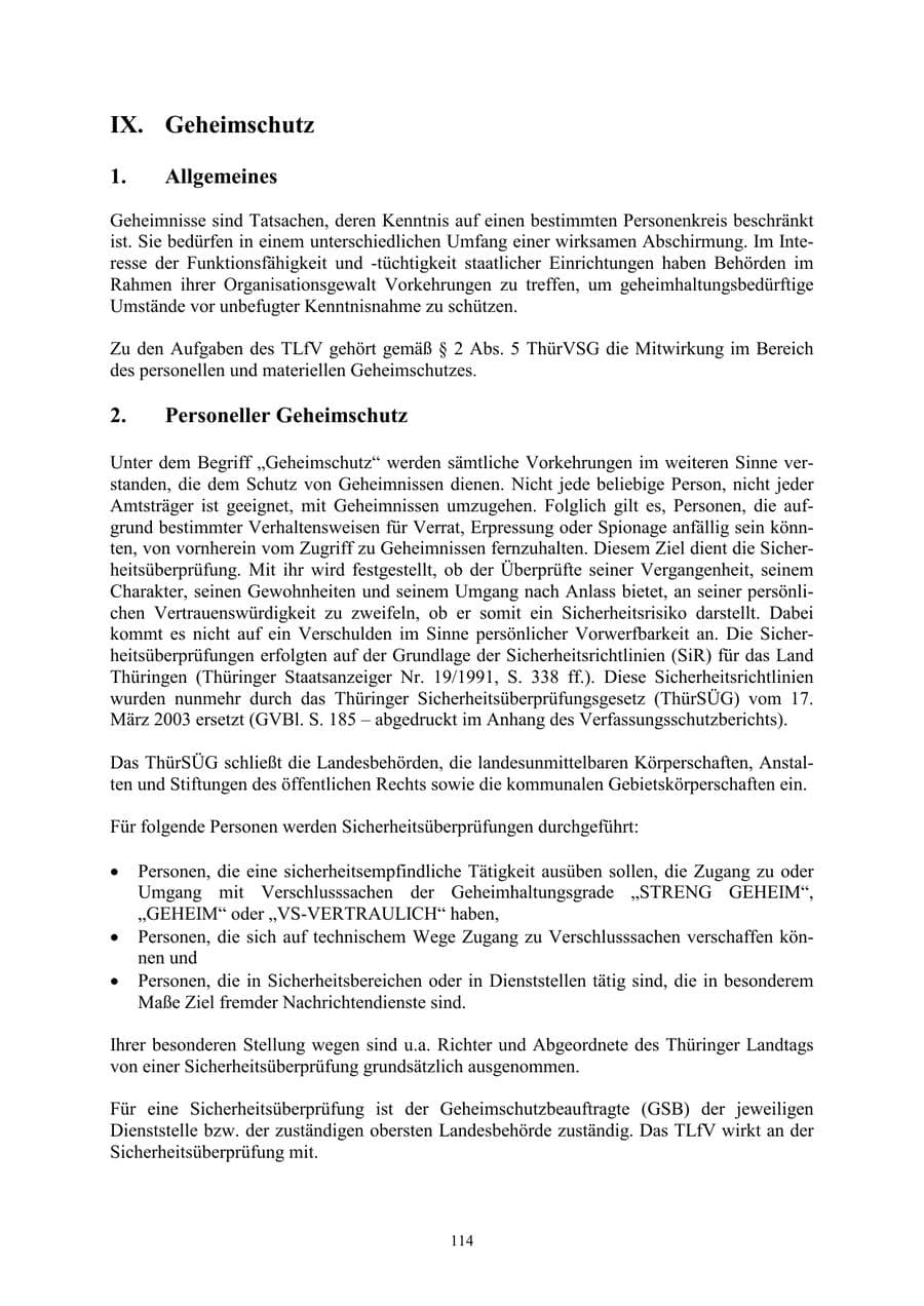 Seite 114 des Verfassungsschutzbericht 2002 Thüringen
