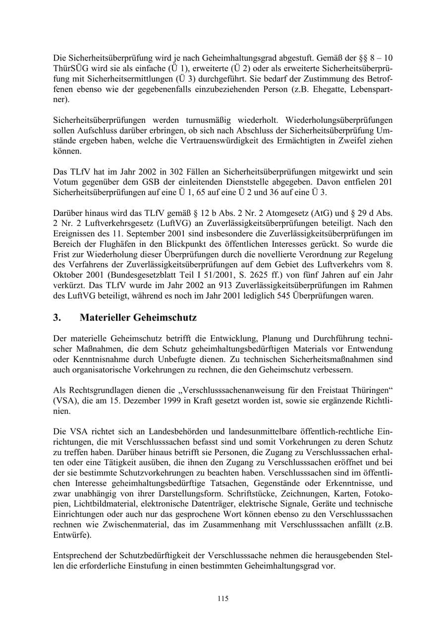 Seite 115 des Verfassungsschutzbericht 2002 Thüringen