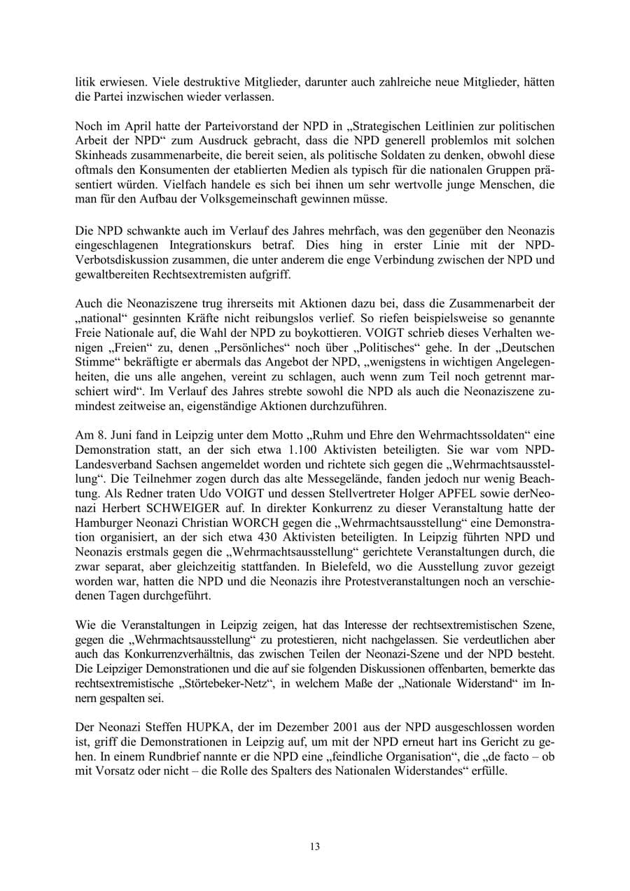 Seite 13 des Verfassungsschutzbericht 2002 Thüringen