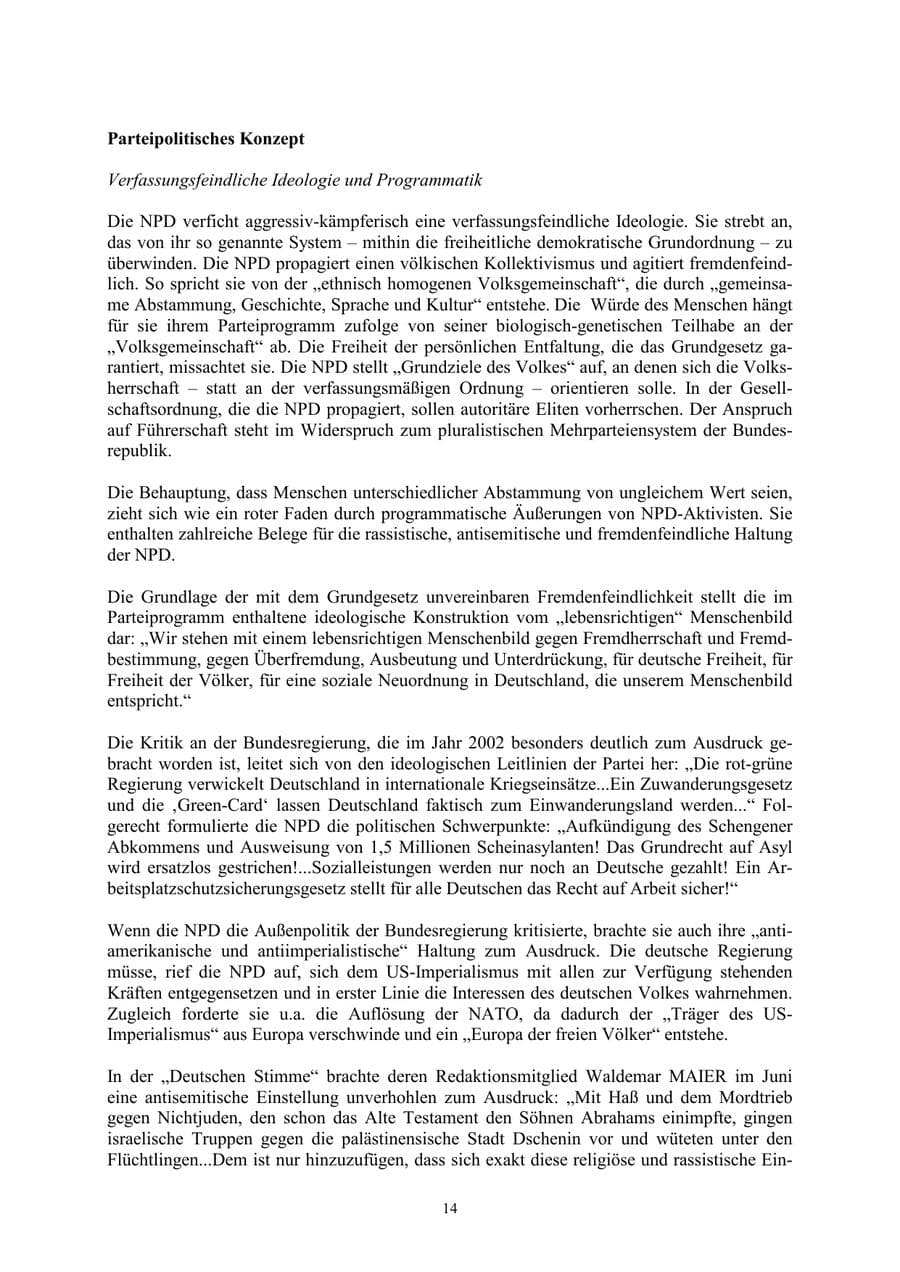 Seite 14 des Verfassungsschutzbericht 2002 Thüringen