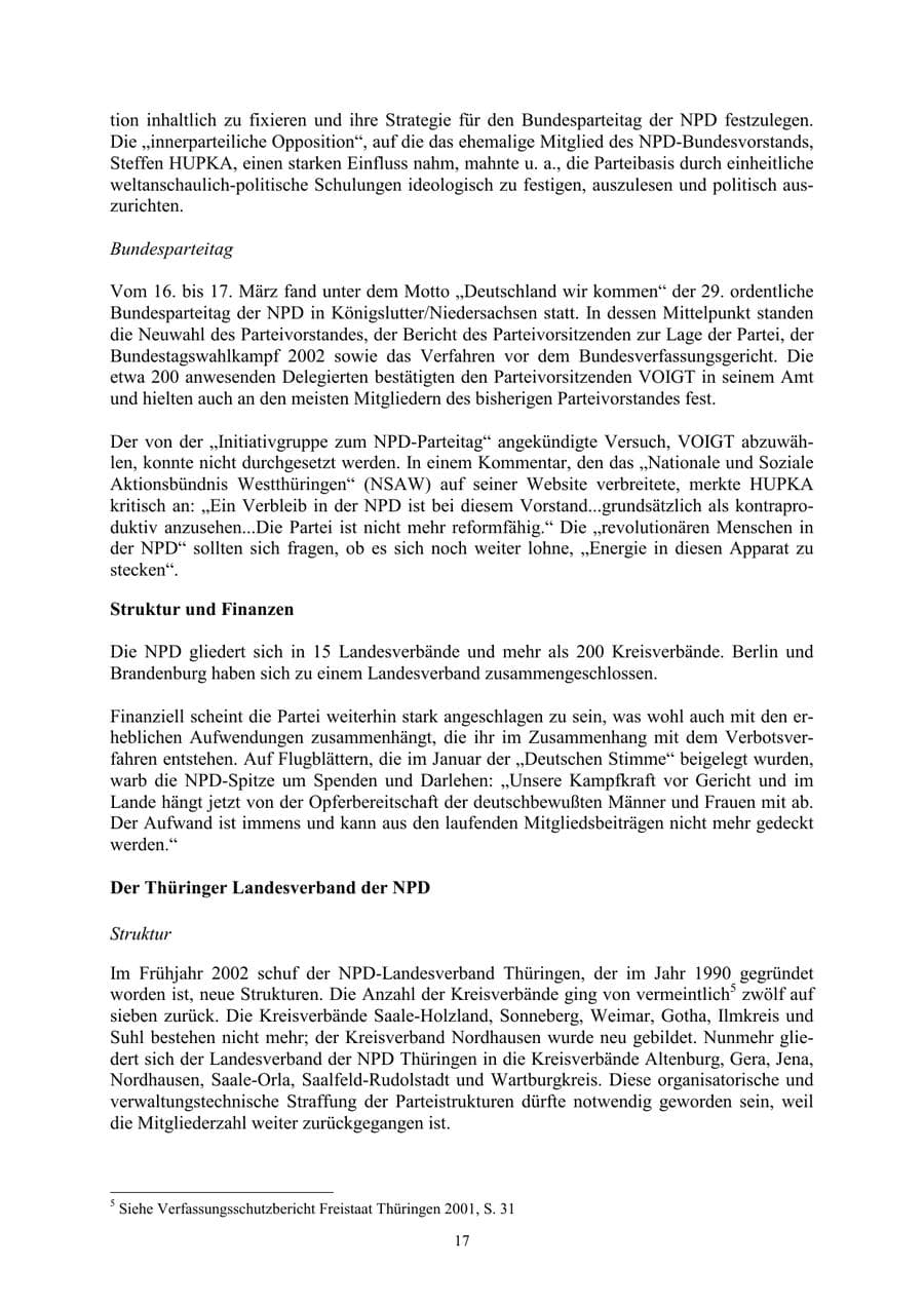 Seite 17 des Verfassungsschutzbericht 2002 Thüringen