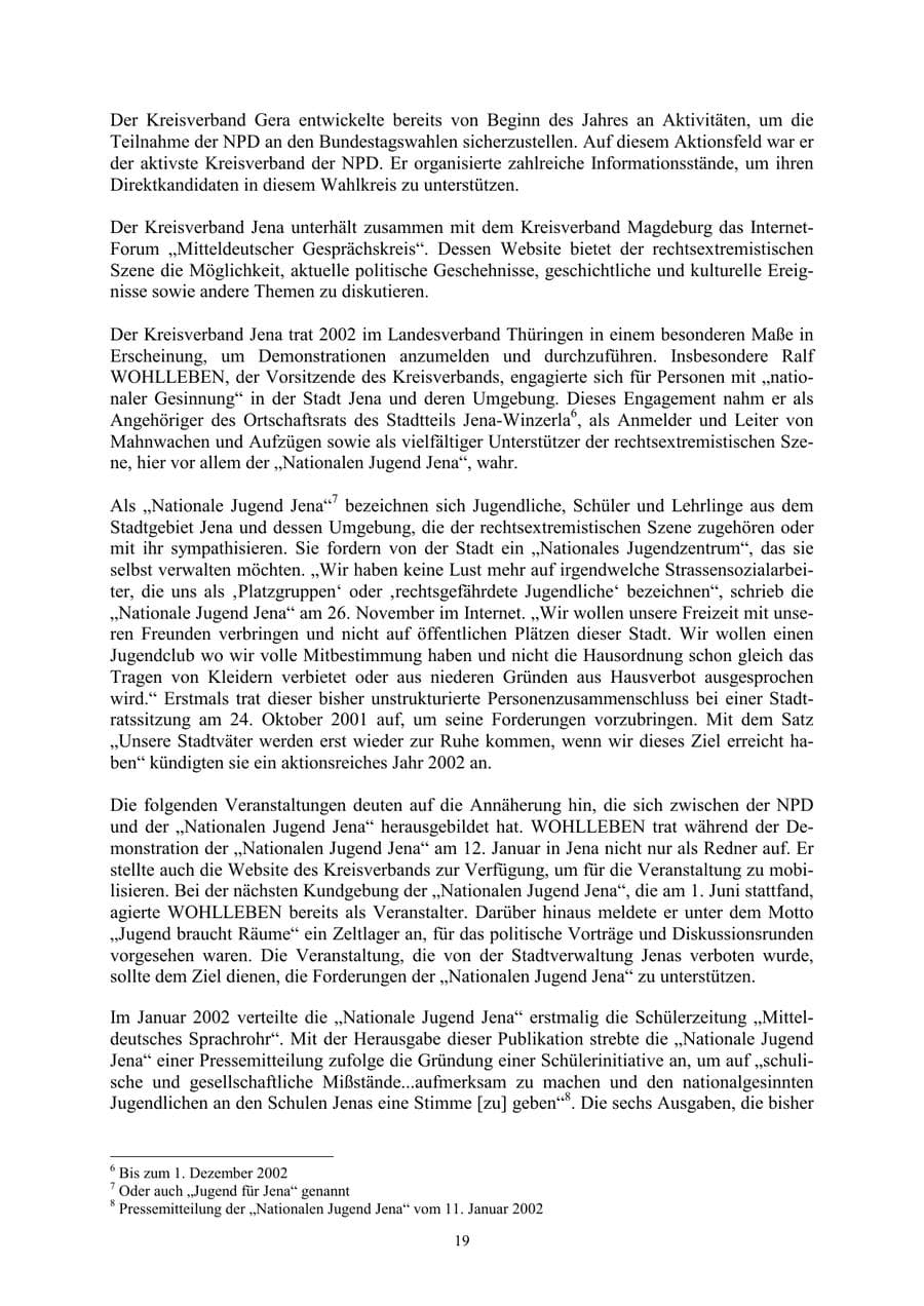 Seite 19 des Verfassungsschutzbericht 2002 Thüringen
