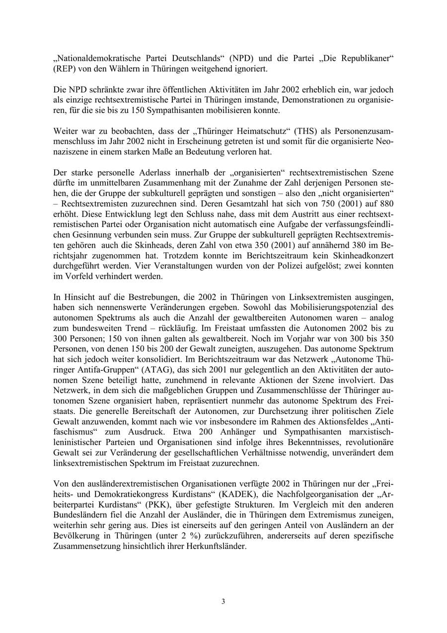 Seite 3 des Verfassungsschutzbericht 2002 Thüringen