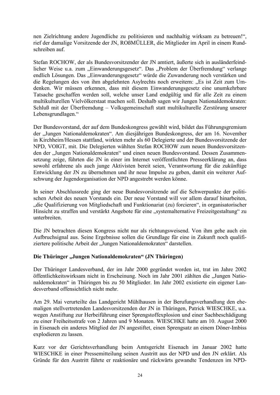 Seite 24 des Verfassungsschutzbericht 2002 Thüringen