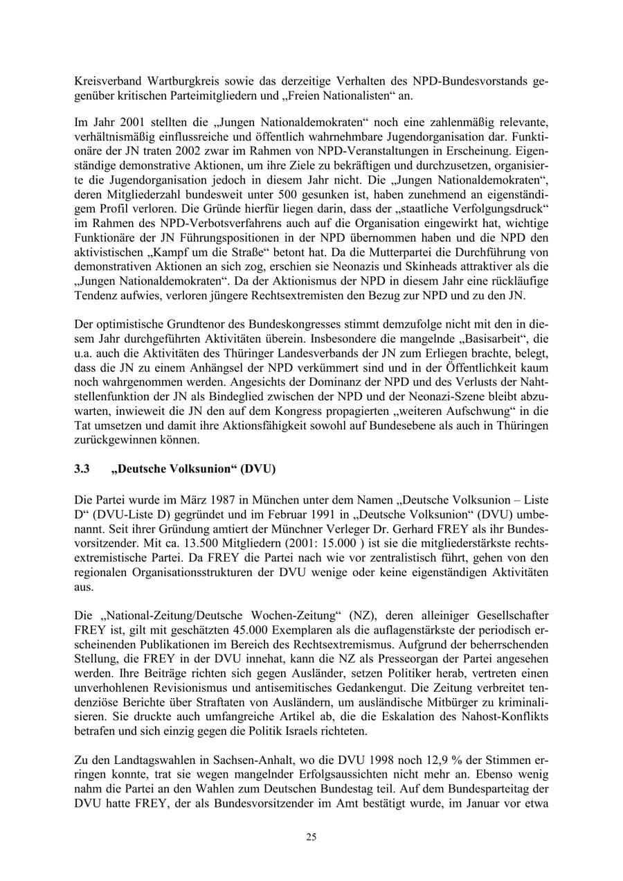 Seite 25 des Verfassungsschutzbericht 2002 Thüringen