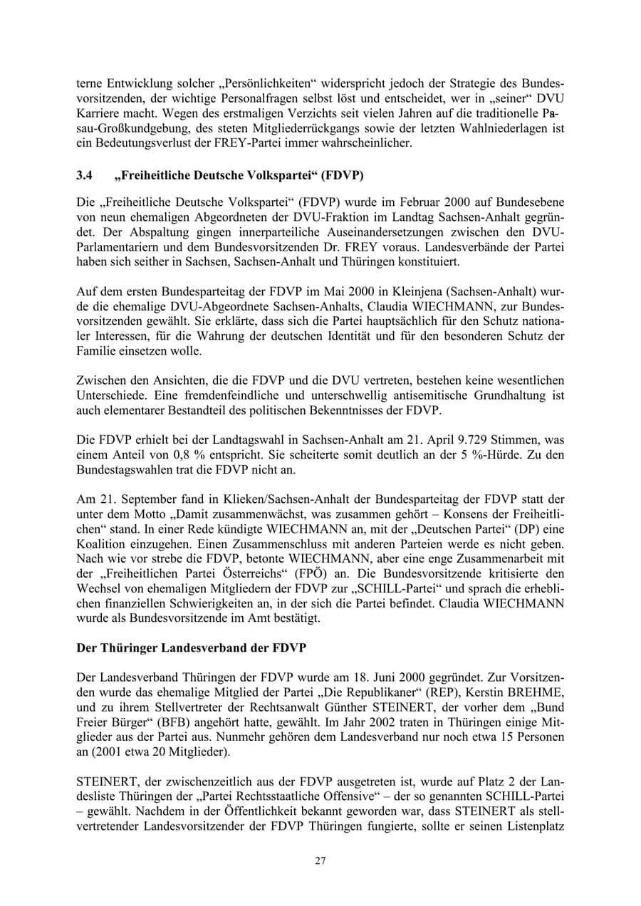 Seite 27 des Verfassungsschutzbericht 2002 Thüringen